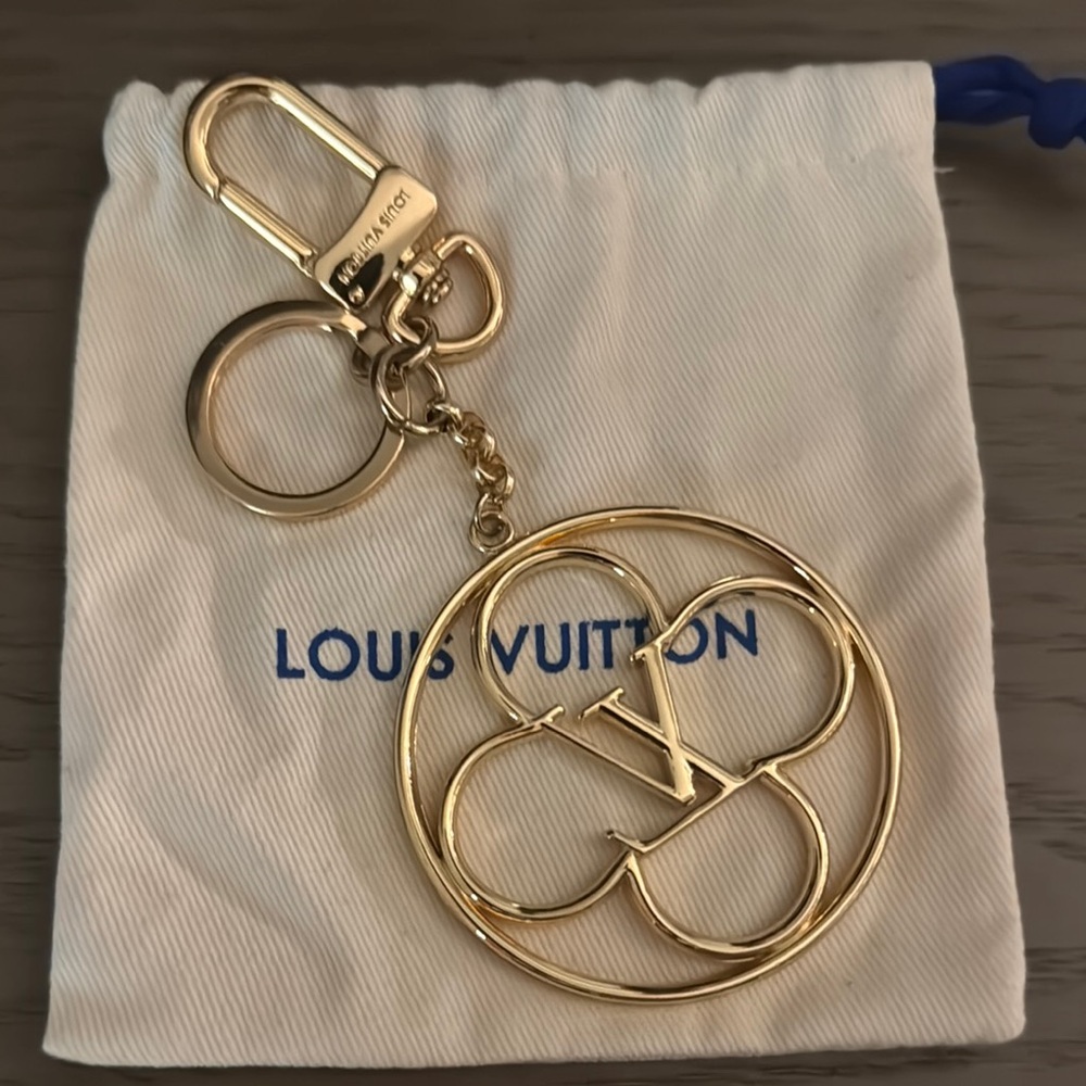Authentic Louis Vuitton Gold Key & Card Holder with Iconic Monogram